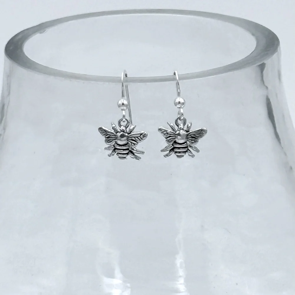 925 Sterling Silver Bee Dangle Earrings! NEW! - Picture 3 of 3